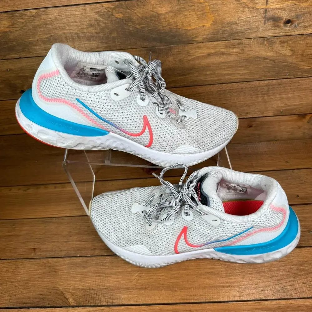 Nike Renew Run CK6360-101 Summit White Crimson Aqua Shoes Women's 9